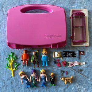 Playmobil Pink Carrying Case Mermaids Pirates Princess Figures Misc Accessories